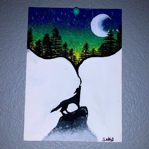 Small wolf painting